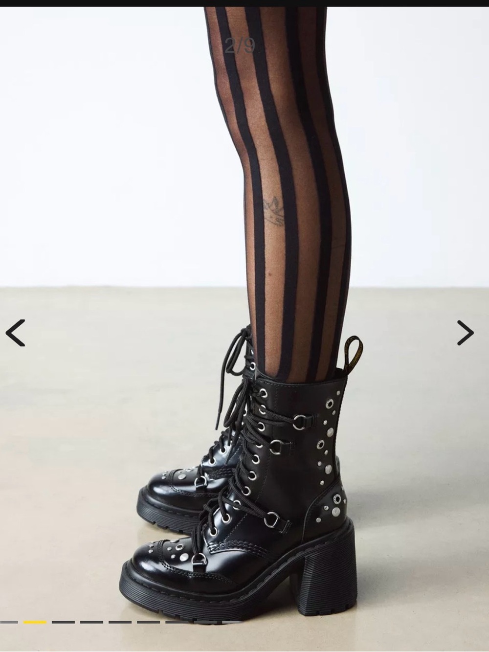 Dr. Martens Black Studded Lace-Up Platform Heel Boot/Chesney boots - Picture 2 of 9
